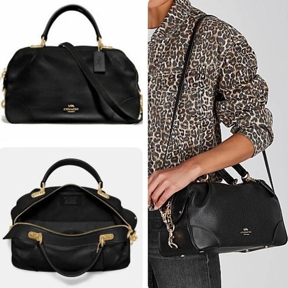 Coach Lane Satchel Crossbody Bag in Black Pebble Leather - Picture 8 of 10